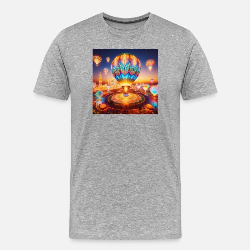 Ätherischer lumineszierender Heißluftballon - Männer Premium Bio T-Shirt - Grau meliert