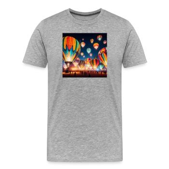Montgolfières Colorées Nocturnes - T-shirt bio Premium Homme - gris chiné - Devant - Damien (186cm)