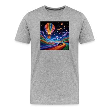 Traumhafte Fahrt in einem leuchtenden Ballon - Männer Premium Bio T-Shirt - Grau meliert - Vorne - Damien (186cm)