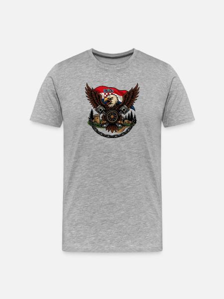Croatian Imperial Crusader Eagle - Men's Premium Organic T-Shirt - heather grey