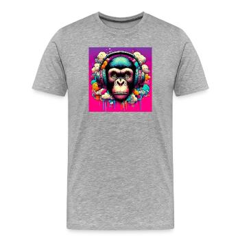 Singe chimpanzé - T-shirt bio Premium Homme - gris chiné - Devant - Damien (186cm)