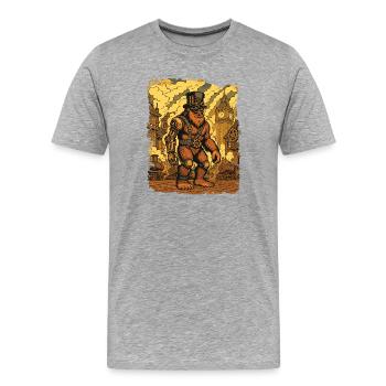 Steampunk Bigfoot Cryptid Sasquatch Gear Yeti - T-shirt bio Premium Homme - gris chiné - Devant - Damien (186cm)