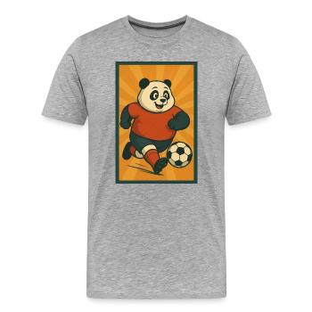 Dynamischer Fußballpanda - Männer Premium Bio T-Shirt - Grau meliert - Vorne - Damien (186cm)