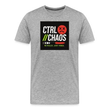 Ctrl Chaos vert et rouge -Design urbain basket  - T-shirt bio Premium Homme - gris chiné - Devant - Damien (186cm)