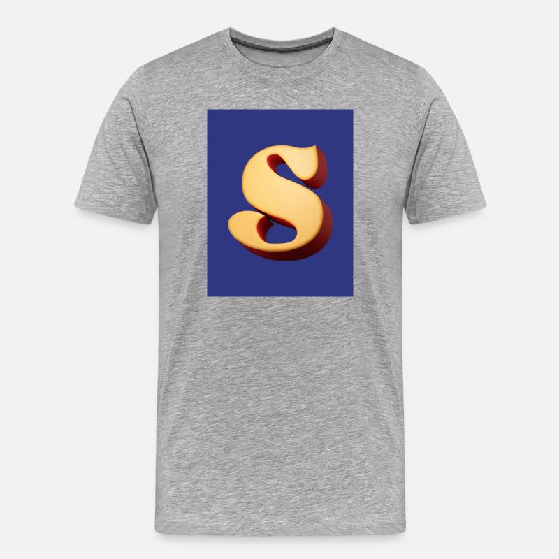 3D Hellbrauner Buchstabe S Look - Männer Premium Bio T-Shirt - Grau meliert