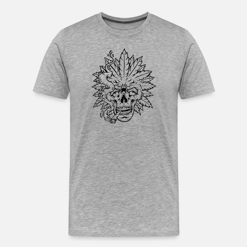 Psychedelic Skull Weed Design - Totenkopf - Männer Premium Bio T-Shirt - Grau meliert