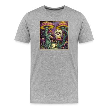 Pilz Wald Schädel Design - Männer Premium Bio T-Shirt - Grau meliert - Vorne - Damien (186cm)