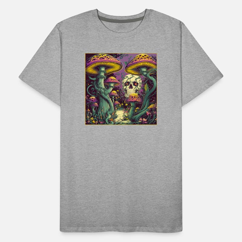 Conception de crâne de forêt de champignons T-shirt bio Premium Homme