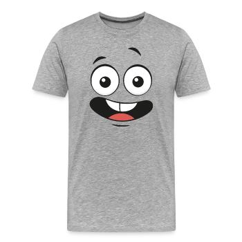 Happy Face - Men's Premium Organic T-Shirt - heather grey - Front - Damien (186cm)