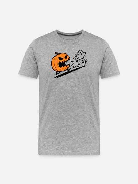 Spooky Halloween Pumpkin Illustration - Men's Premium Organic T-Shirt - heather grey