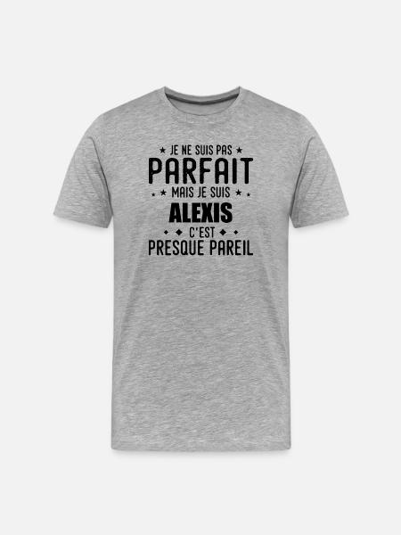 Alexis : authentique, imparfait, top, perfection  - T-shirt bio Premium Homme - gris chiné