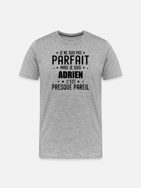 Adrien : authentique, imparfait, top, perfection - T-shirt bio Premium Homme - gris chiné