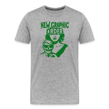 New Graphic Order Pulp Pop Art - Männer Premium Bio T-Shirt - Grau meliert - Vorne - Damien (186cm)