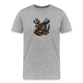 Serpent avec Pistons, Rétro - T-shirt bio Premium Homme - gris chiné - Devant - Damien (186cm)