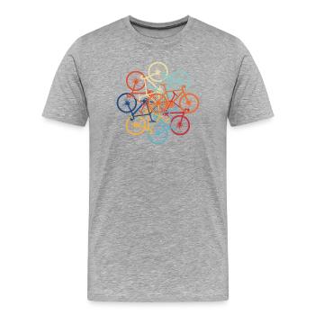 Fahrradkunst in bunten Farben - Männer Premium Bio T-Shirt - Grau meliert - Vorne - Damien (186cm)
