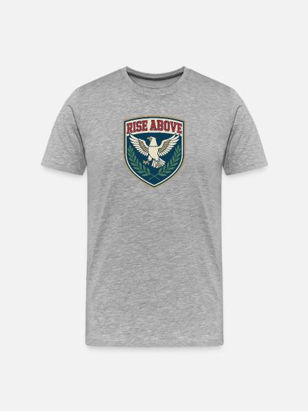 Rise Above – Eagle Crest - Men's Premium Organic T-Shirt - heather grey