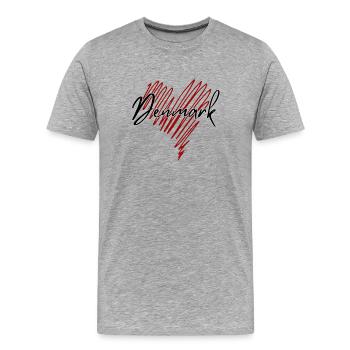 La fierté danoise, j’adore le Danemark - T-shirt bio Premium Homme - gris chiné - Devant - Damien (186cm)