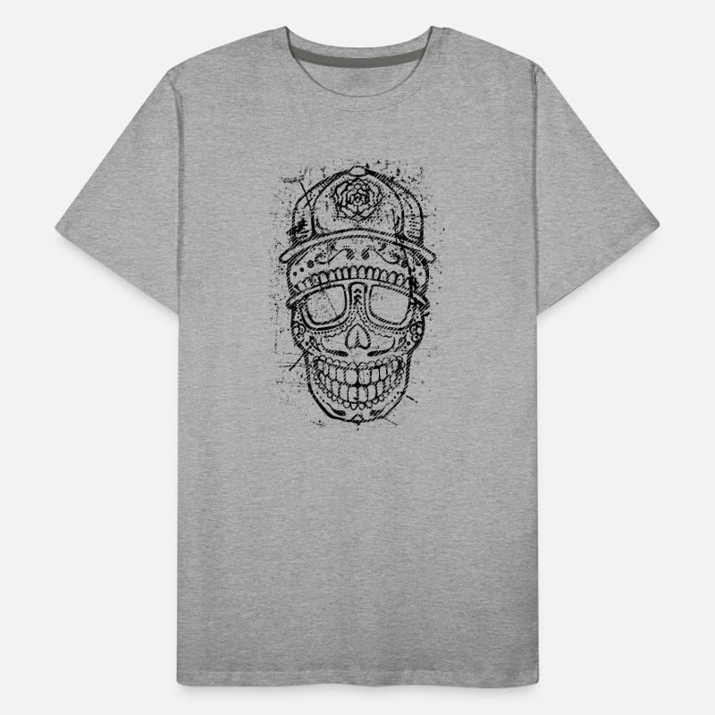 Cool Skull – Bold Distressed Tattoo Style Men's Premium Organic T-Shirt