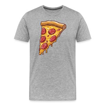 Pepperoni Pizza Slice Food Lover - Männer Premium Bio T-Shirt - Grau meliert - Vorne - Damien (186cm)