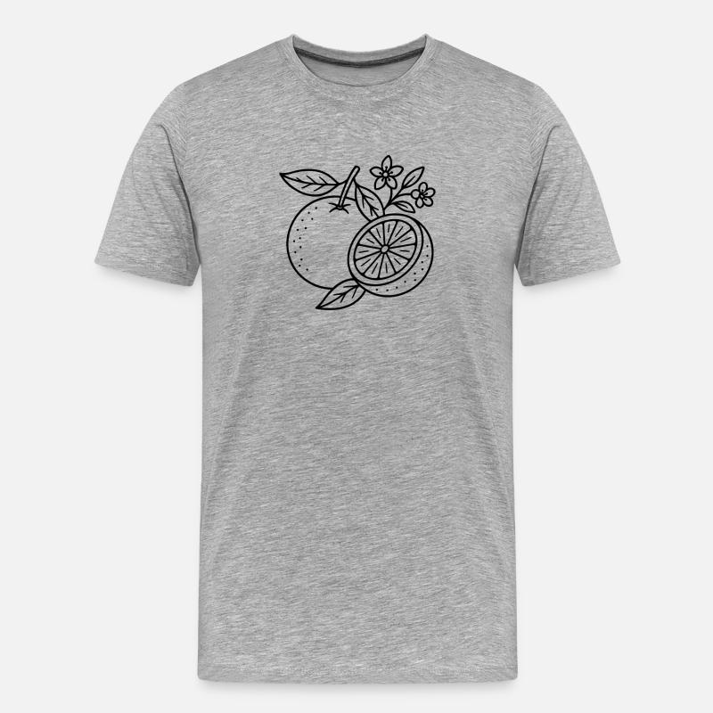 Orangen mit Blüten - Männer Premium Bio T-Shirt - Grau meliert
