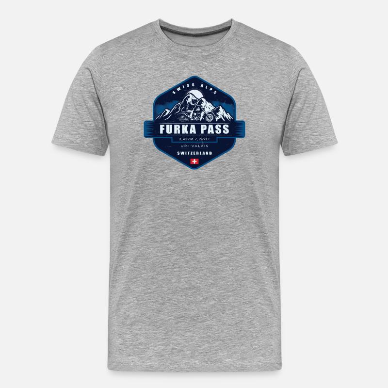 Furkapass, Schweiz - Männer Premium Bio T-Shirt - Grau meliert