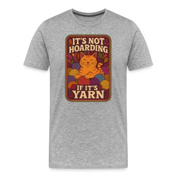 Hoarding Yarn Cat Illustration - Men's Premium Organic T-Shirt - heather grey - Front - Damien (186cm)