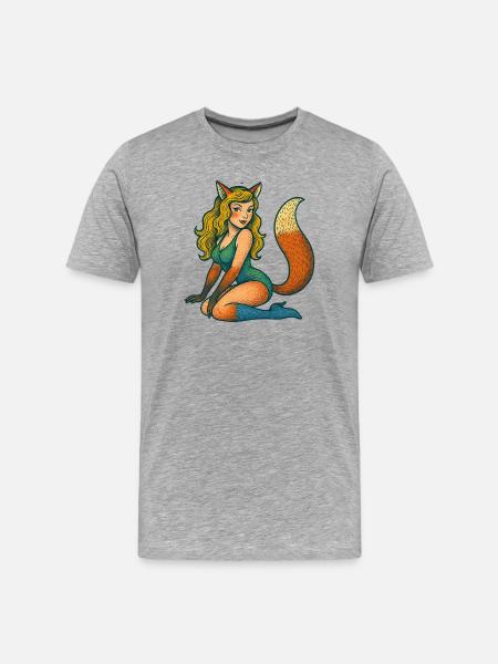 Foxy Enchantress Illustration - Men's Premium Organic T-Shirt - heather grey