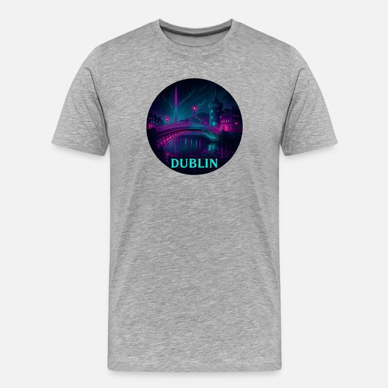Dublin Souvenir Cyberpunk - Männer Premium Bio T-Shirt - Grau meliert
