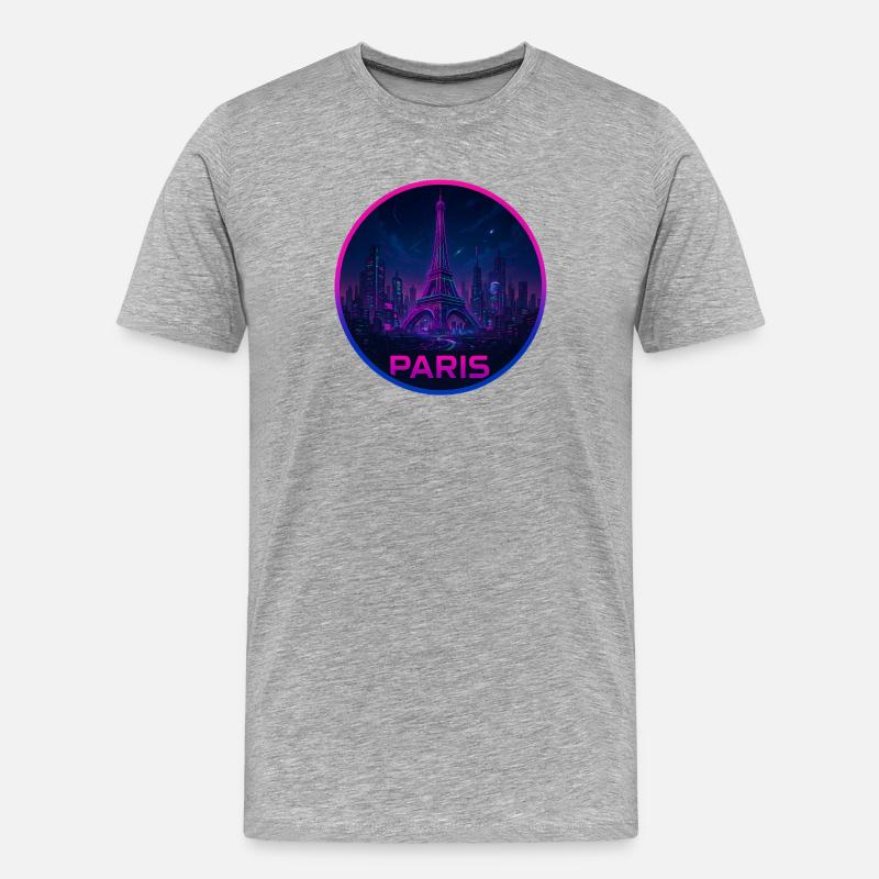 Paris Souvenir Cyberpunk - Männer Premium Bio T-Shirt - Grau meliert