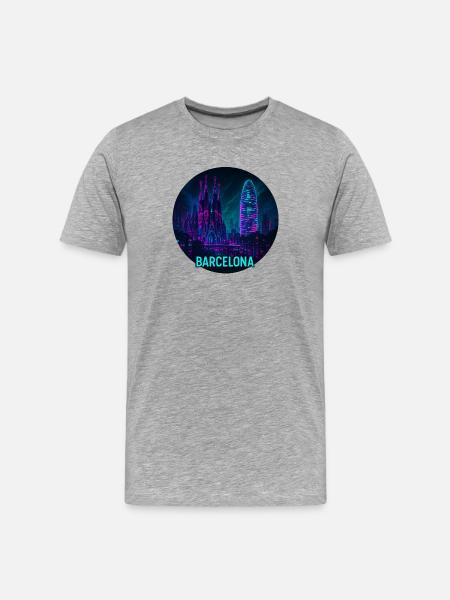Barcelona Souvenir Cyberpunk - Herre Premium T-shirt økologisk - grå meleret