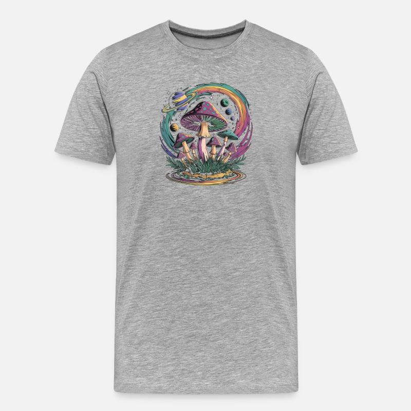 Fantaisie psychédélique de champignon de l’espace - T-shirt bio Premium Homme - gris chiné