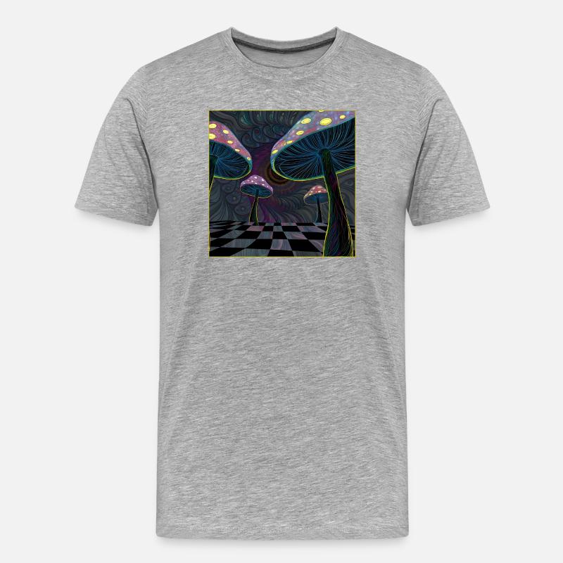 Psychedelische Pilzwaldszene - Männer Premium Bio T-Shirt - Grau meliert