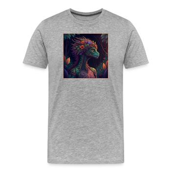 Mythischer Dschungeldrache Illustration - Männer Premium Bio T-Shirt - Grau meliert - Vorne - Damien (186cm)