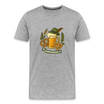 Traditionelles Motiv mit Bierkrug - Männer Premium Bio T-Shirt - Grau meliert - Vorne - Damien (186cm)