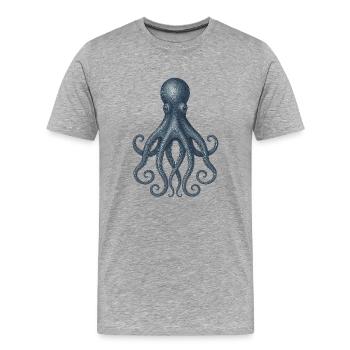 Contemporary Octopus Abstract Design - Men's Premium Organic T-Shirt - heather grey - Front - Damien (186cm)