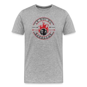 Grillfeuer-Küchenlogo - Männer Premium Bio T-Shirt - Grau meliert - Vorne - Damien (186cm)