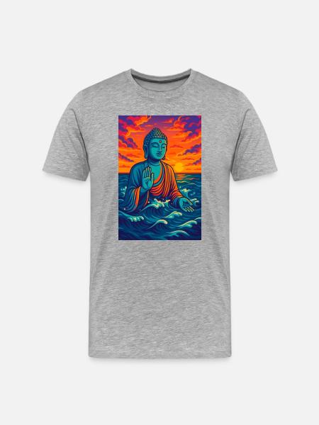 Serene Buddha by Sunset - Men's Premium Organic T-Shirt - heather grey