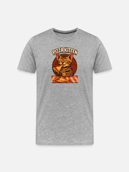 Playful Pizza Kitty, Love Cats  - Men's Premium Organic T-Shirt - heather grey
