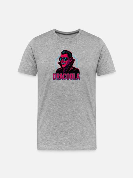Dracula Dracoola Neon Illustration Rétro - T-shirt bio Premium Homme - gris chiné