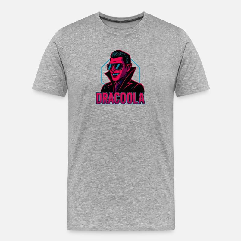 Dracula Dracoola Neon Retro Illustration - Männer Premium Bio T-Shirt - Grau meliert