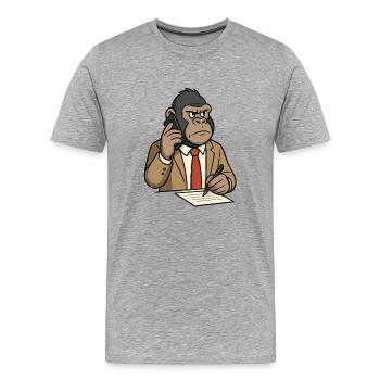 Business Gorilla - Men's Premium Organic T-Shirt - heather grey - Front - Damien (186cm)