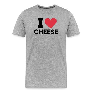 Citation J'aime le fromage, amateur de nourriture - T-shirt bio Premium Homme - gris chiné - Devant - Damien (186cm)