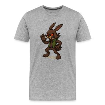 Warwick-Toni-Bunny (DefintelyNotBunny) - Männer Premium Bio T-Shirt - Grau meliert - Vorne - Damien (186cm)