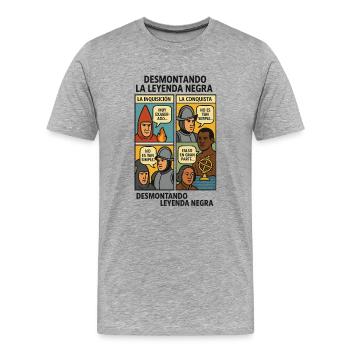 Die Demontage der schwarzen Legende - Männer Premium Bio T-Shirt - Grau meliert - Vorne - Damien (186cm)