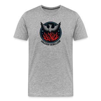 Libérez la rébellion – Emblème du Phénix - T-shirt bio Premium Homme - gris chiné - Devant - Damien (186cm)
