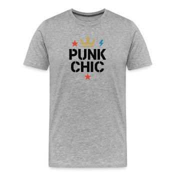 Punk Chic – Krone & Blitz - Men's Premium Organic T-Shirt - heather grey - Front - Damien (186cm)