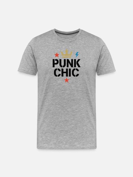 Punk Chic – Krone & Blitz - Männer Premium Bio T-Shirt - Grau meliert