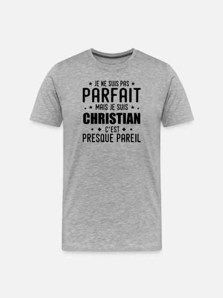 Christian: authentic, imperfect, top, perfection - Men's Premium Organic T-Shirt - heather grey