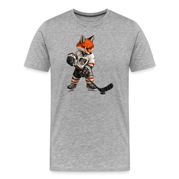 Hockey sur glace des Foxes - T-shirt bio Premium Homme - gris chiné - Devant - Damien (186cm)