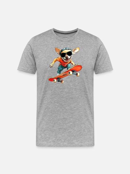 Skater Chihuahua - Men's Premium Organic T-Shirt - heather grey